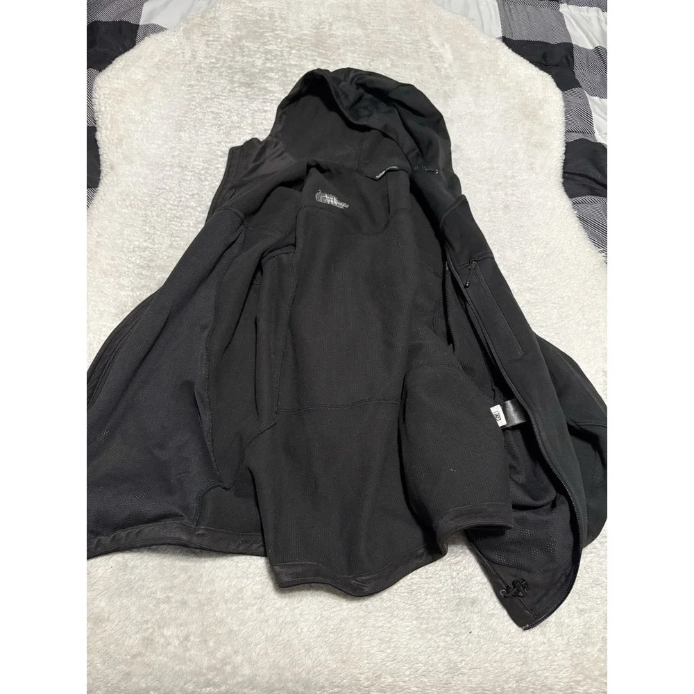 North Face Men's Large Solid Black Full Zip Jacket Hood Polyester READ